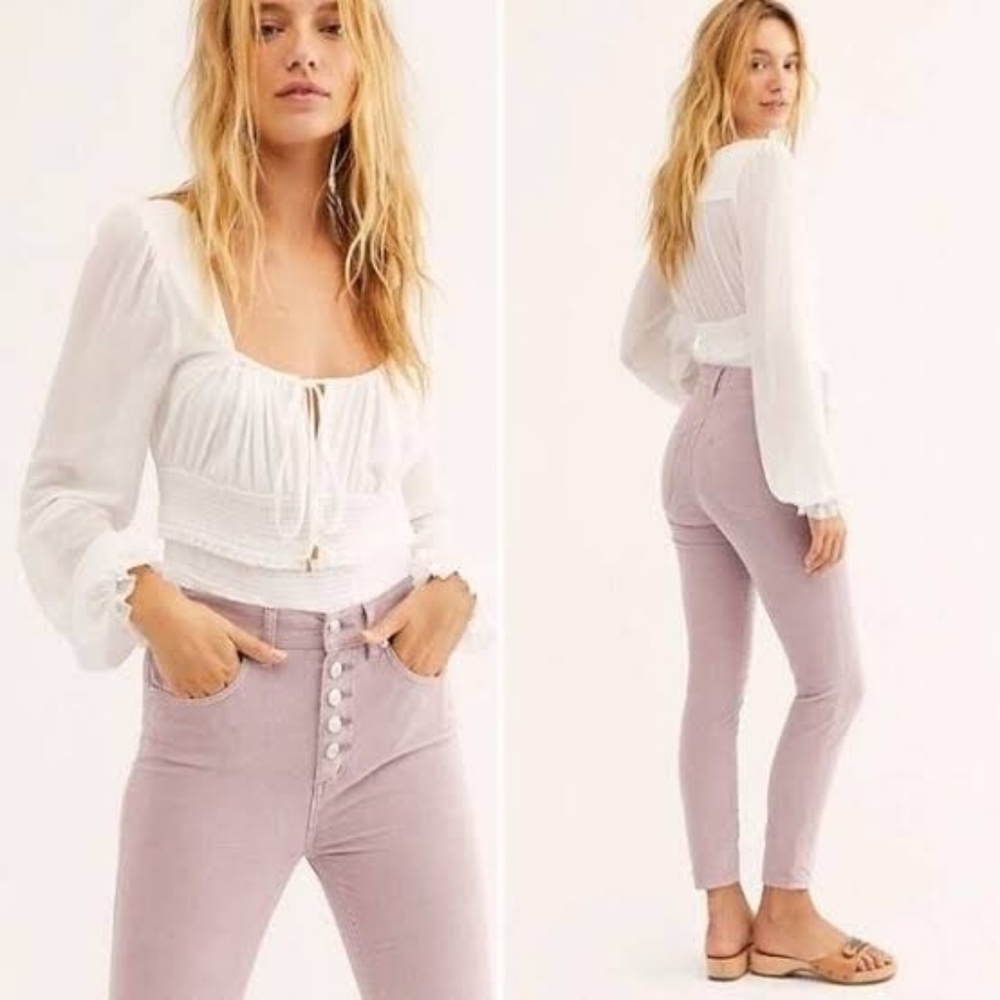 Free People Corduroy Skinny Pants Lilac Size 29 NWT
